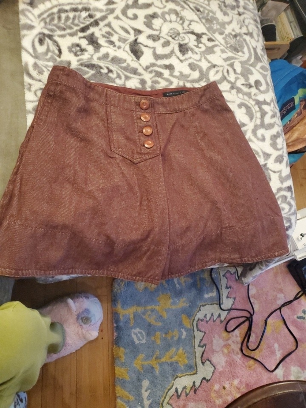 Vintage Marc Jacobs Button-Front A-Line Mini Kilt/Skirt, Rusty Red Color - Picture 4 of 4